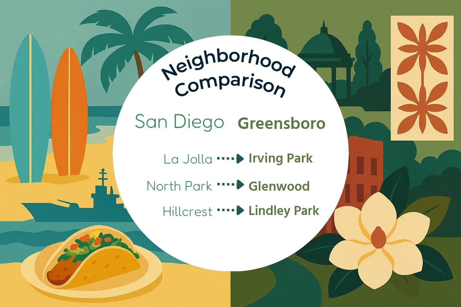San Diego vs Greensboro Neighborhood Comparison