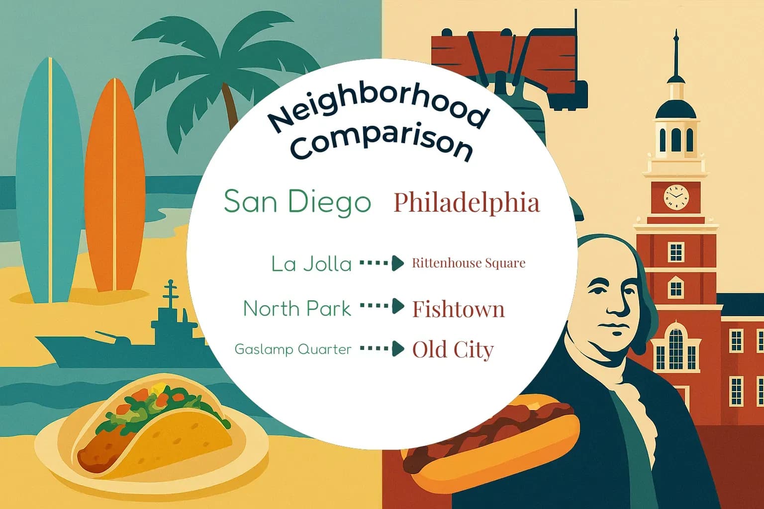 San Diego vs Philadelphia Neighborhood Comparison