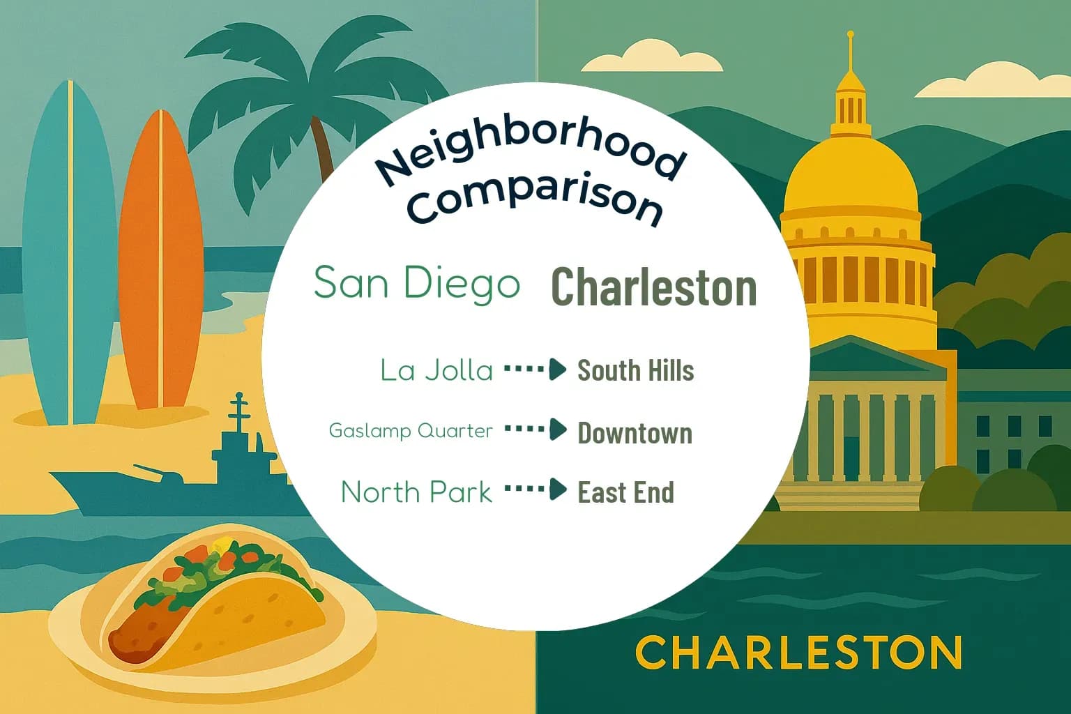 San Diego vs Charleston Neighborhood Comparison
