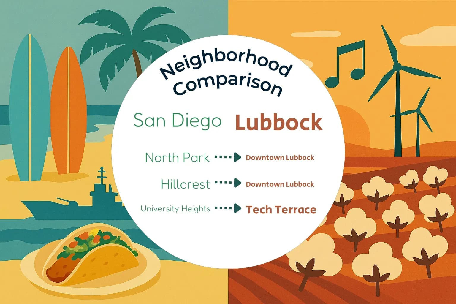 San Diego vs Lubbock Neighborhood Comparison