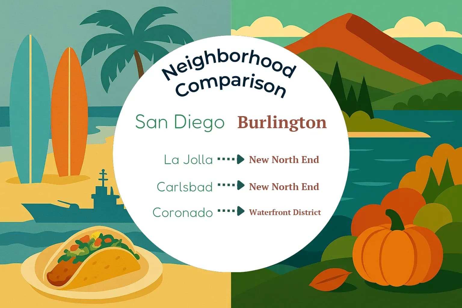 San Diego vs Burlington Neighborhood Comparison