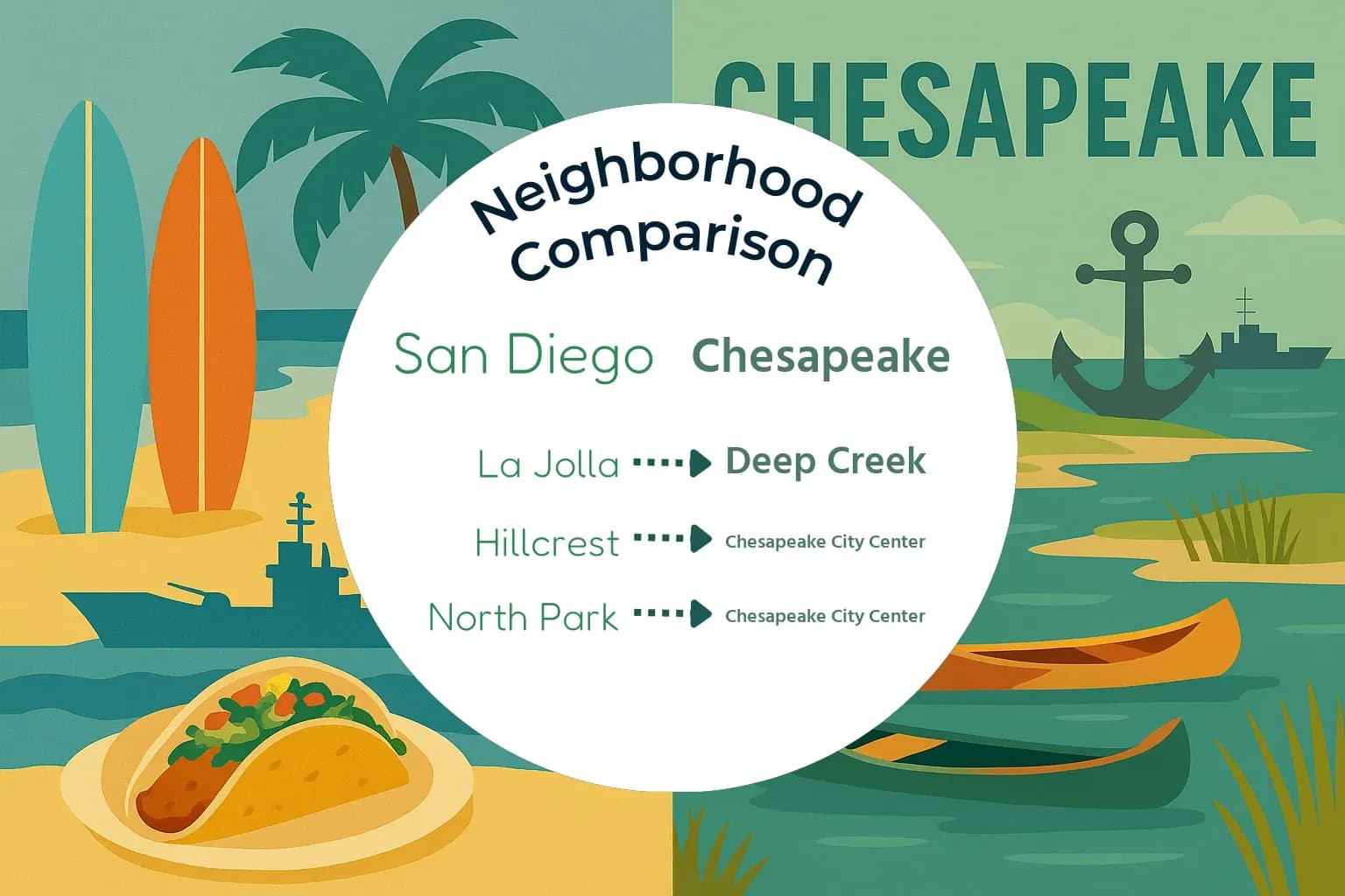 San Diego vs Chesapeake Neighborhood Comparison