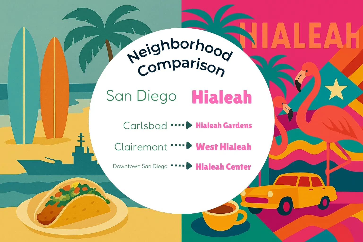 San Diego vs Hialeah Neighborhood Comparison