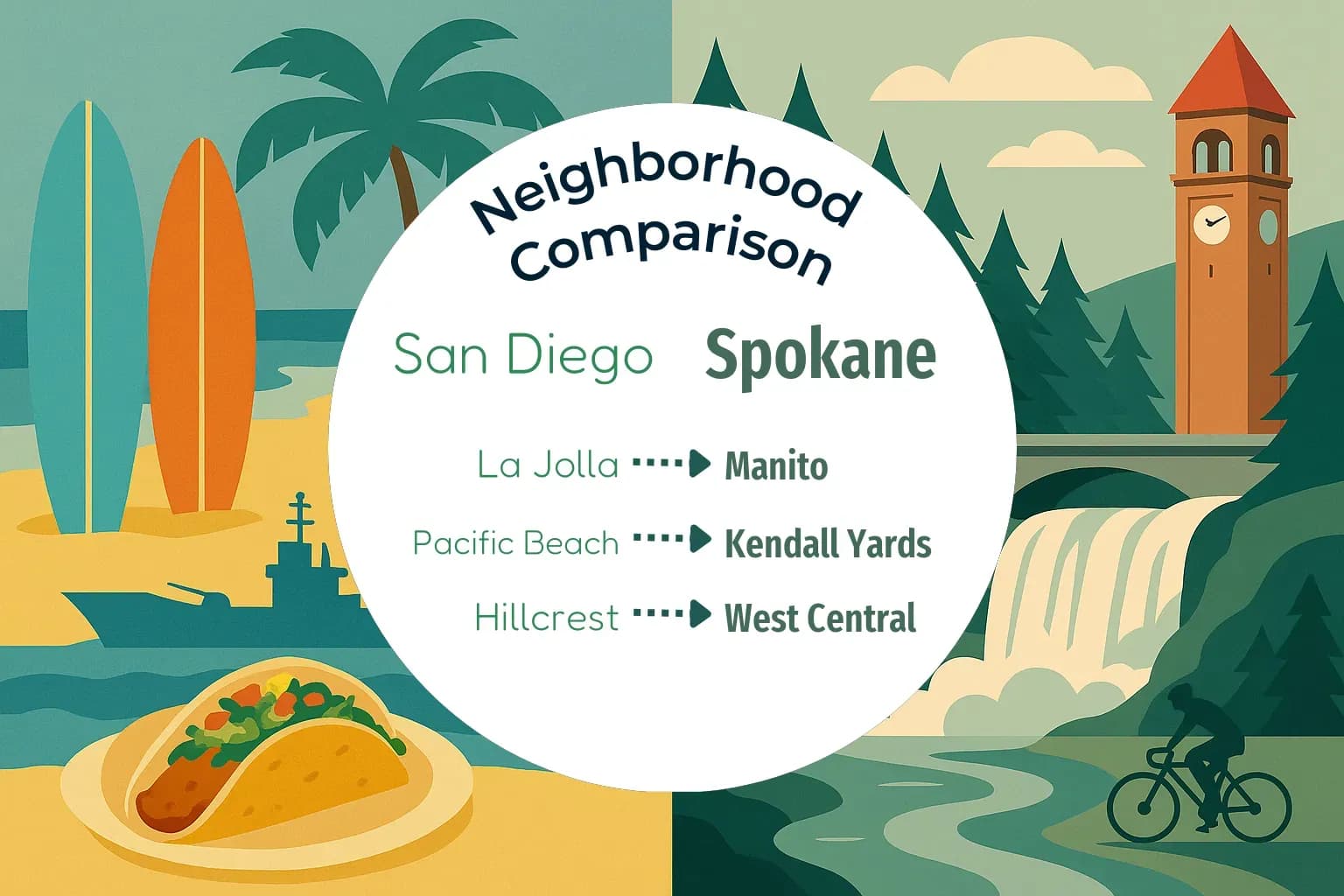 San Diego vs Spokane Neighborhood Comparison