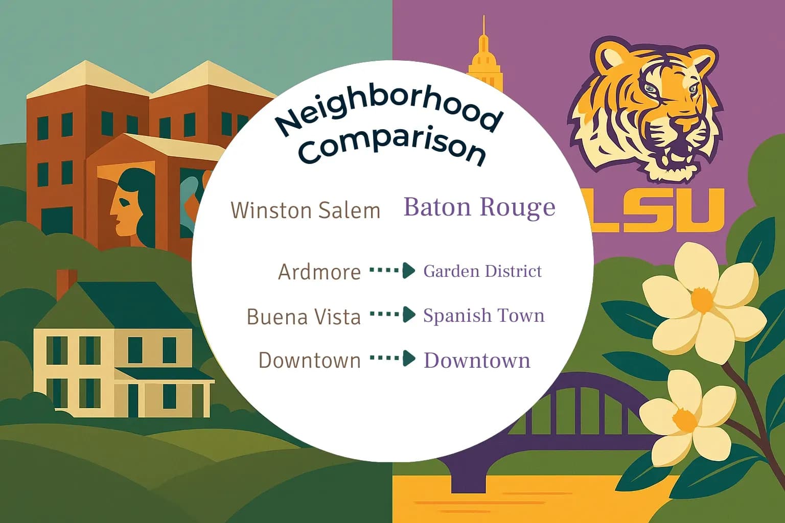 Winston Salem vs Baton Rouge Neighborhood Comparison