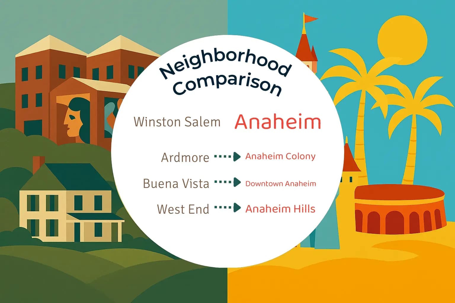Winston Salem vs Anaheim Neighborhood Comparison