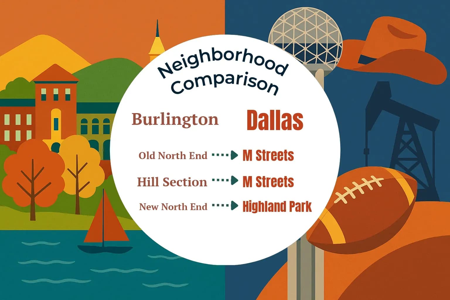 Burlington vs Dallas Neighborhood Comparison