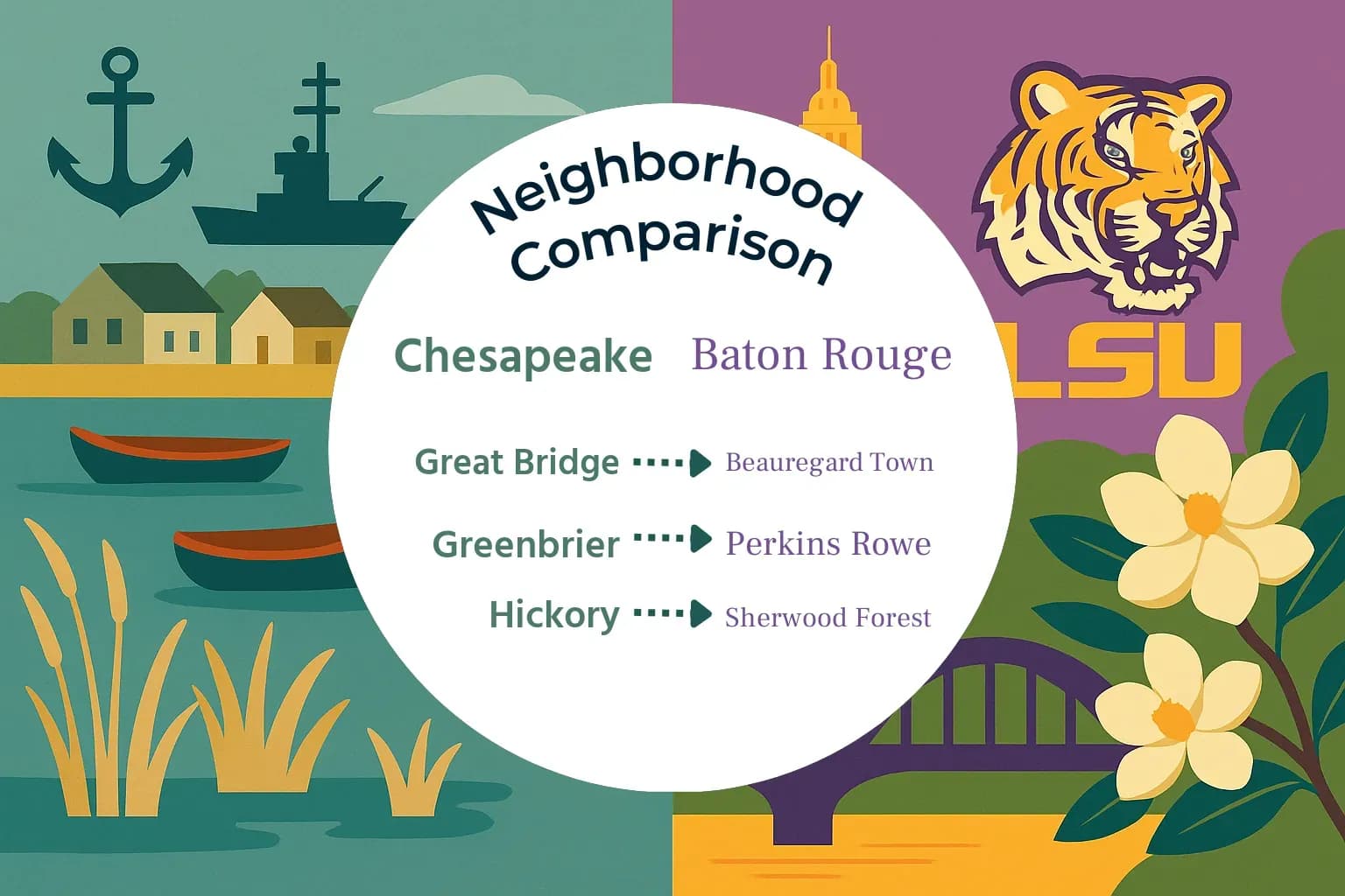 Chesapeake vs Baton Rouge Neighborhood Comparison