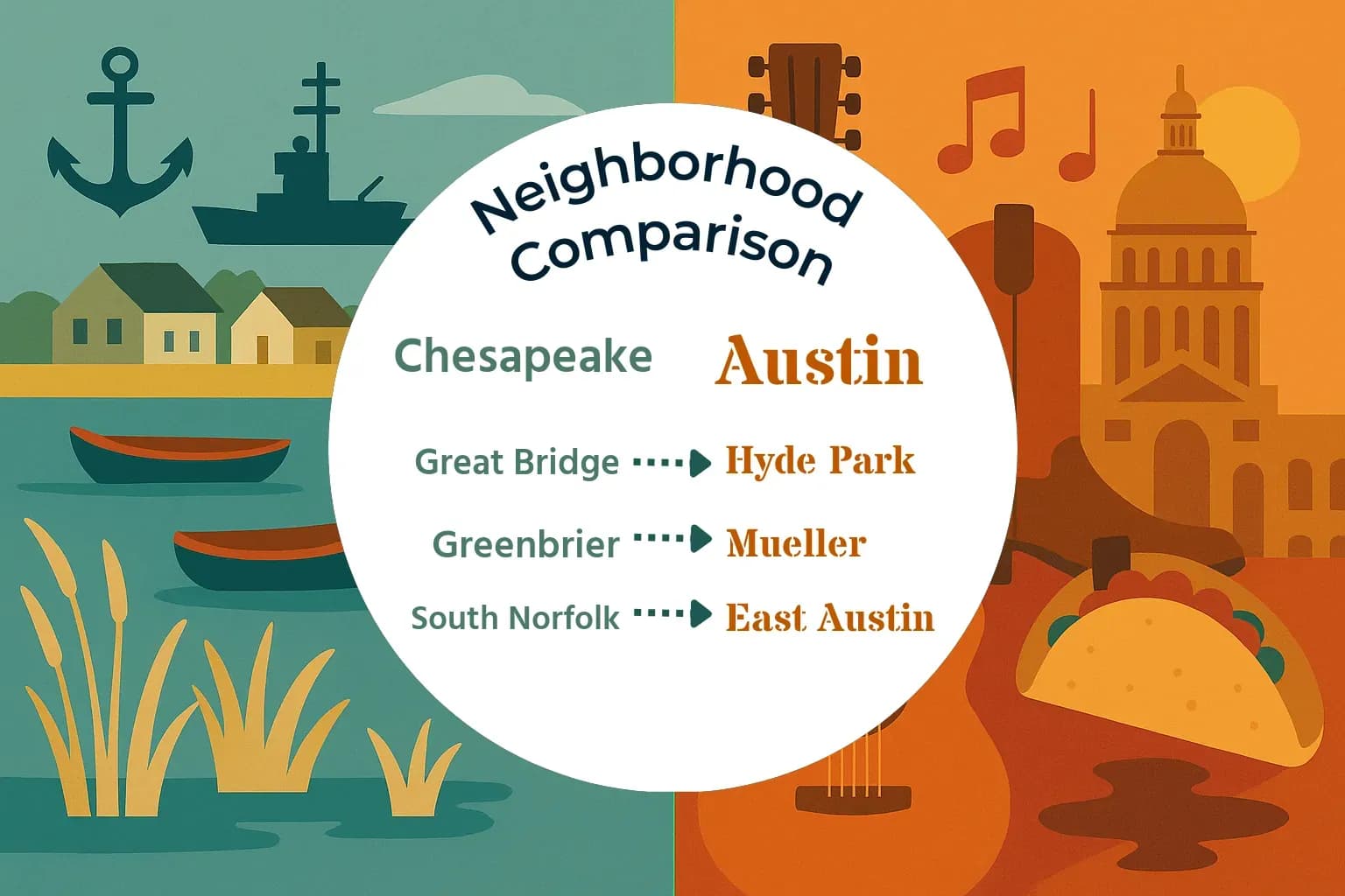 Chesapeake vs Austin Neighborhood Comparison