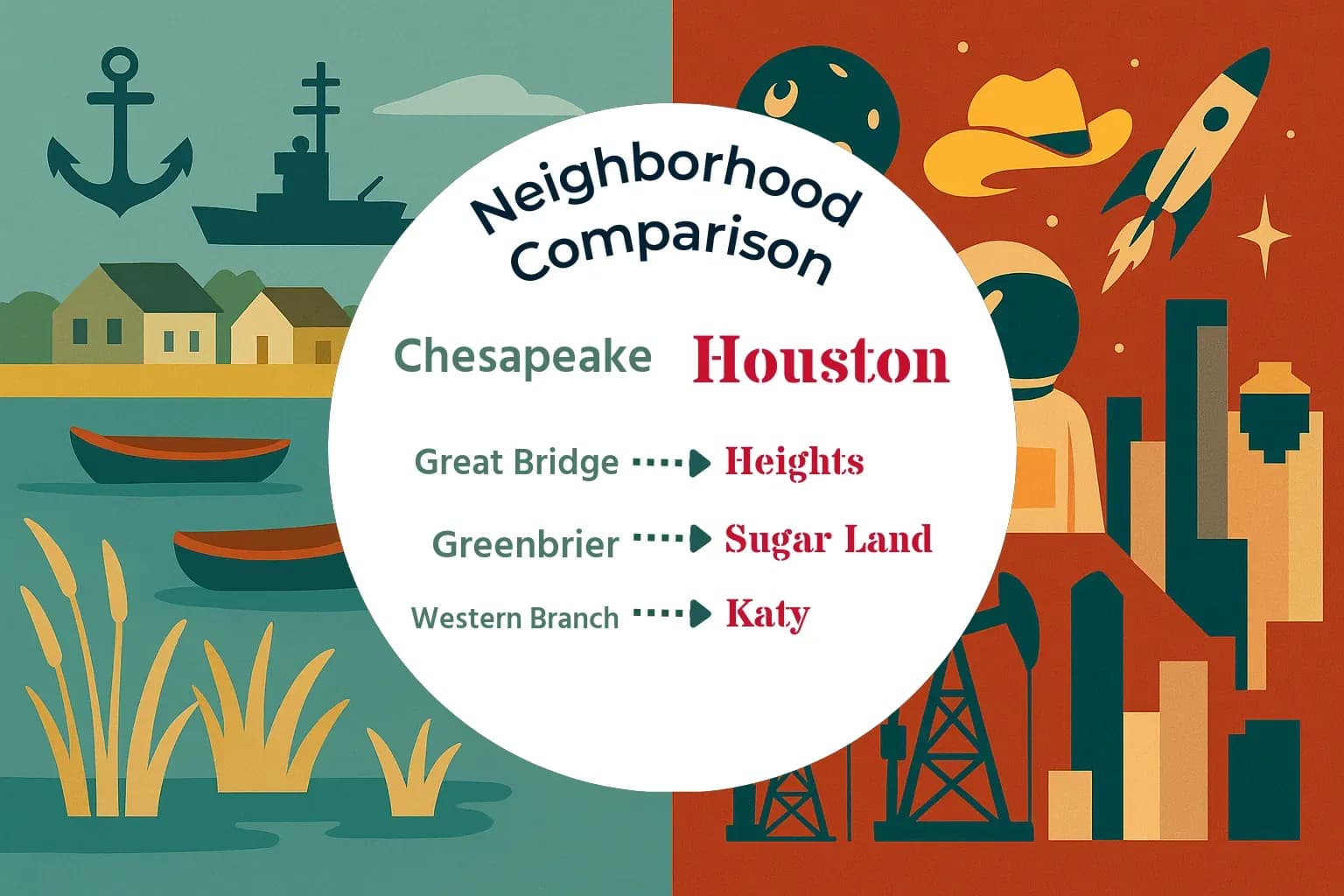 Chesapeake vs Houston Neighborhood Comparison