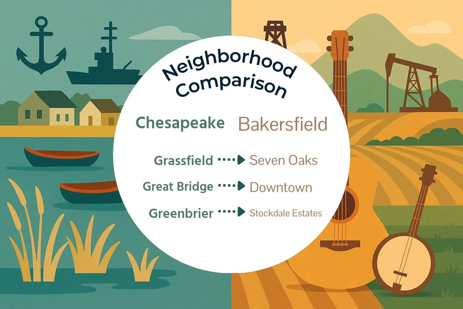 Chesapeake vs Bakersfield Neighborhood Comparison