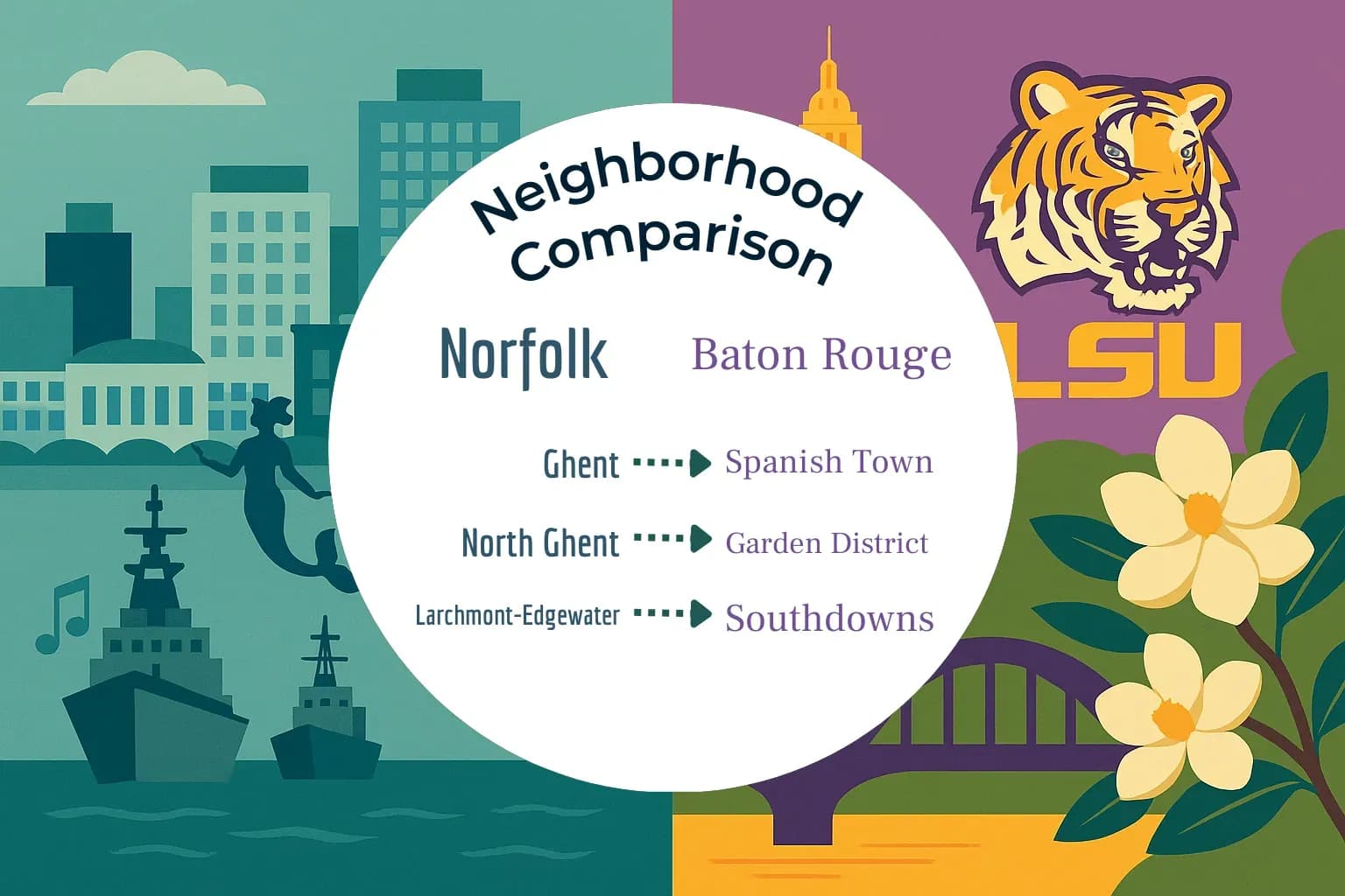 Norfolk vs Baton Rouge Neighborhood Comparison
