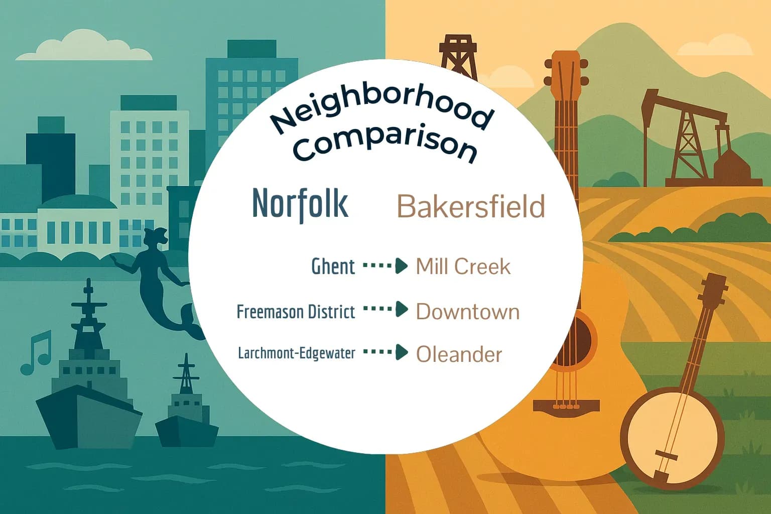 Norfolk vs Bakersfield Neighborhood Comparison