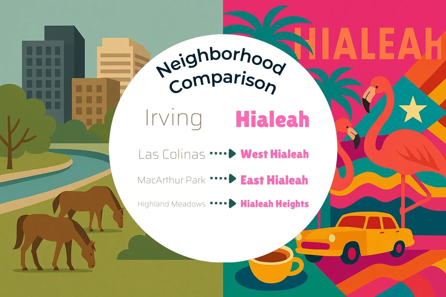 Irving vs Hialeah Neighborhood Comparison