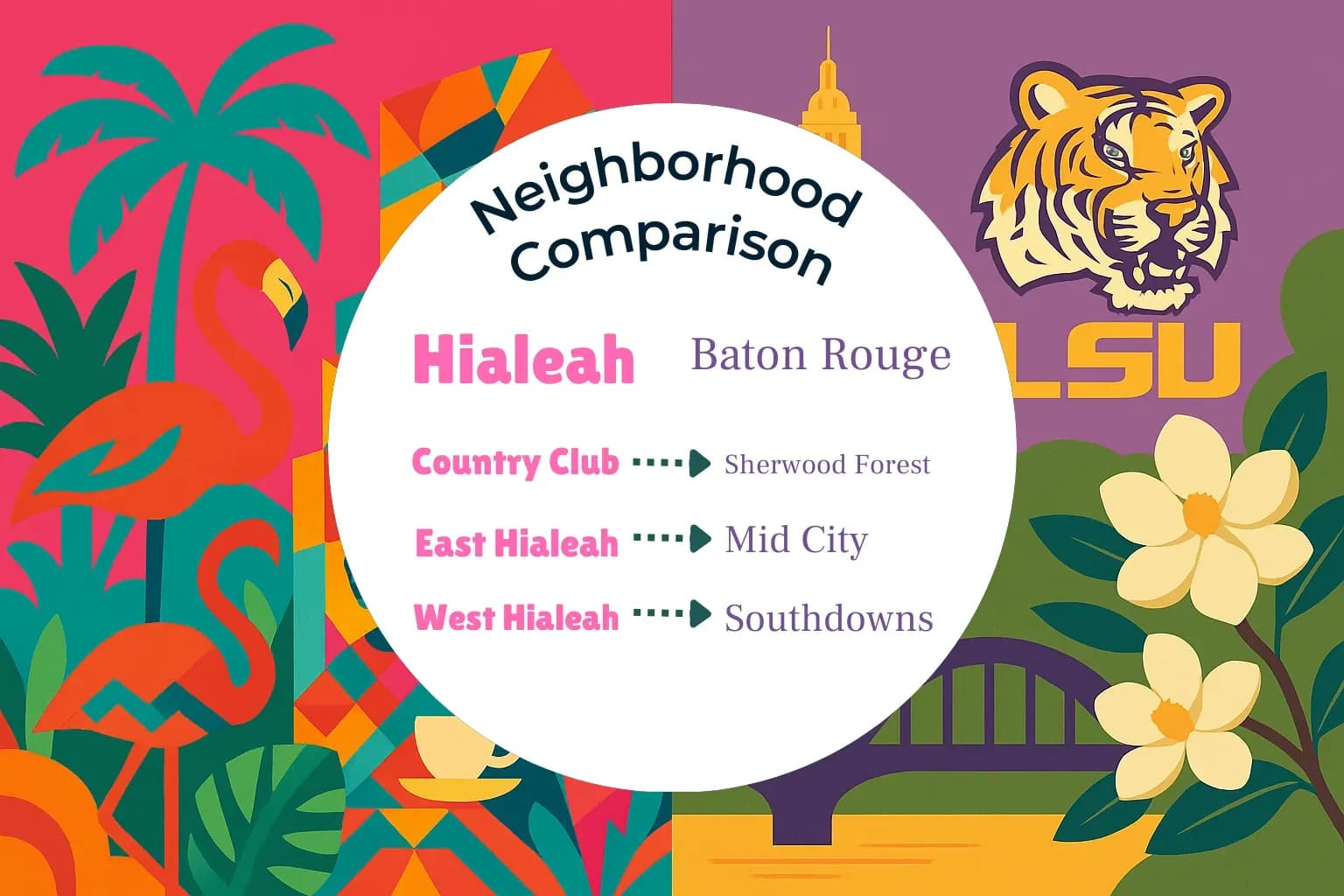 Hialeah vs Baton Rouge Neighborhood Comparison
