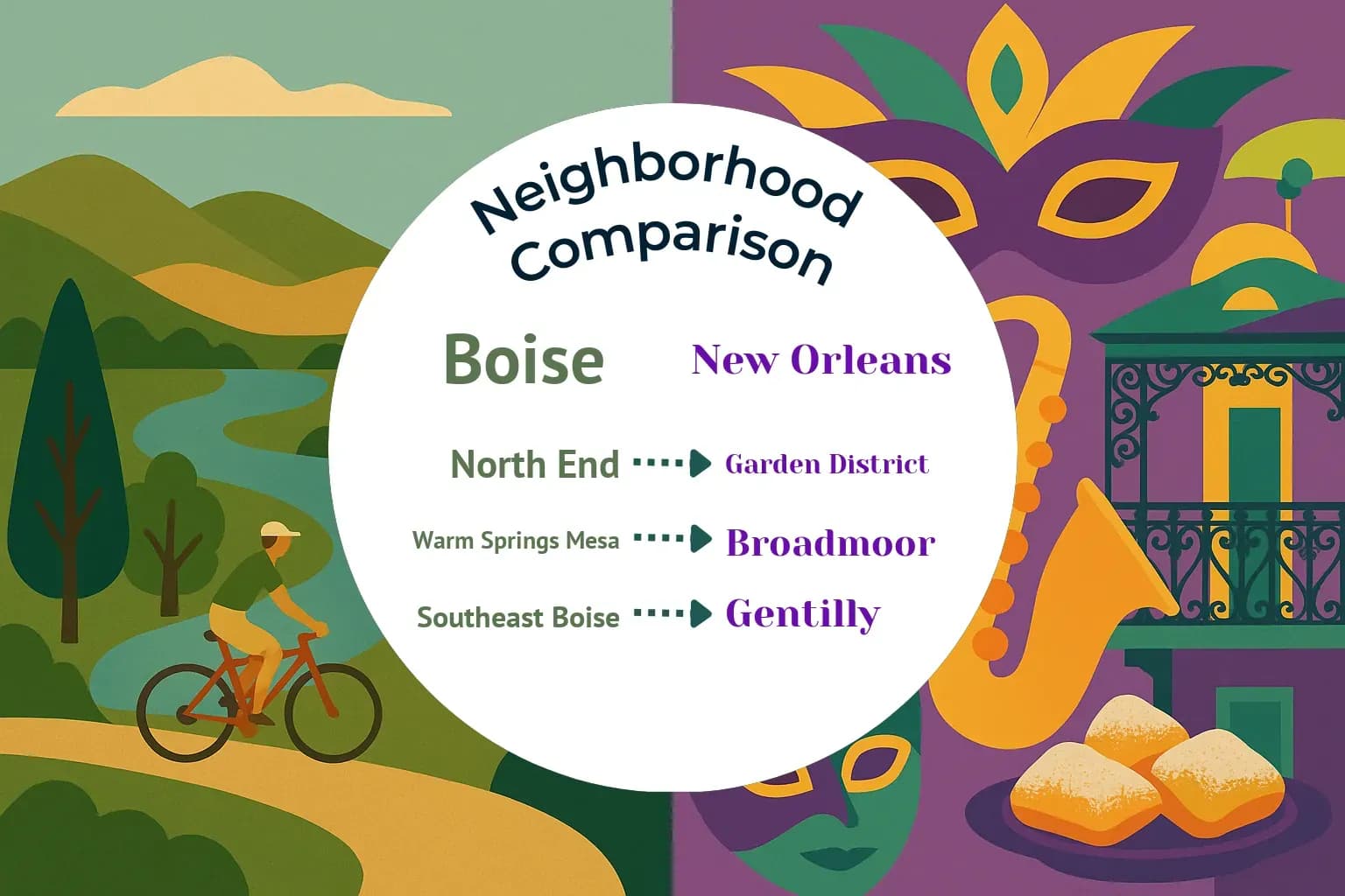 Boise vs New Orleans Neighborhood Comparison
