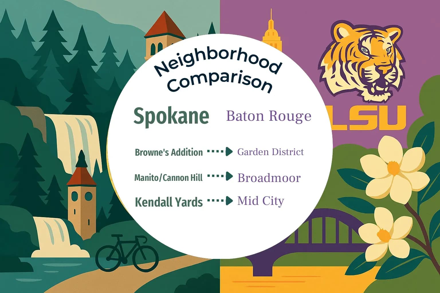 Spokane vs Baton Rouge Neighborhood Comparison