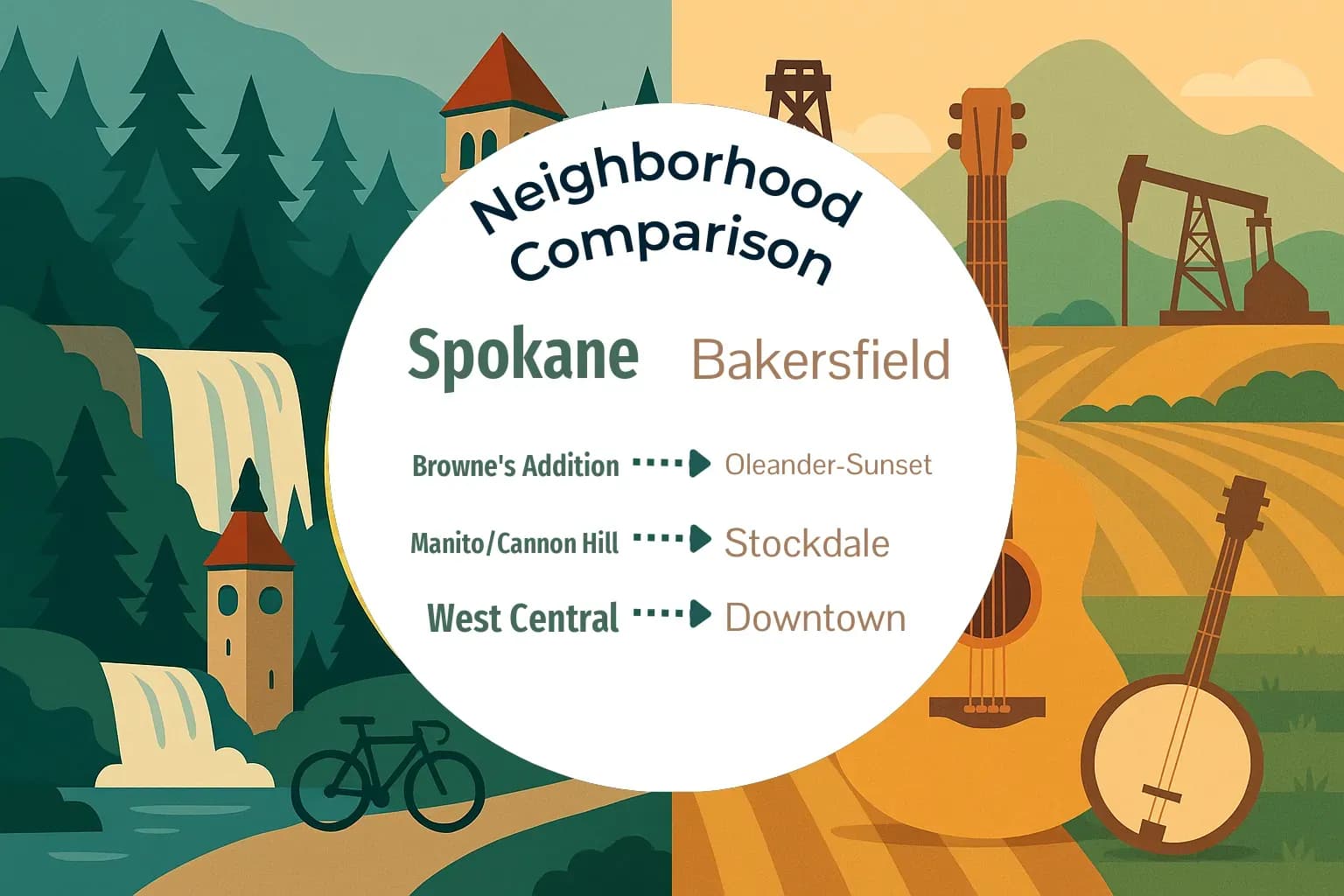 Spokane vs Bakersfield Neighborhood Comparison
