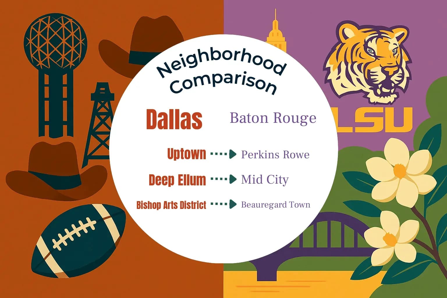 Dallas vs Baton Rouge Neighborhood Comparison