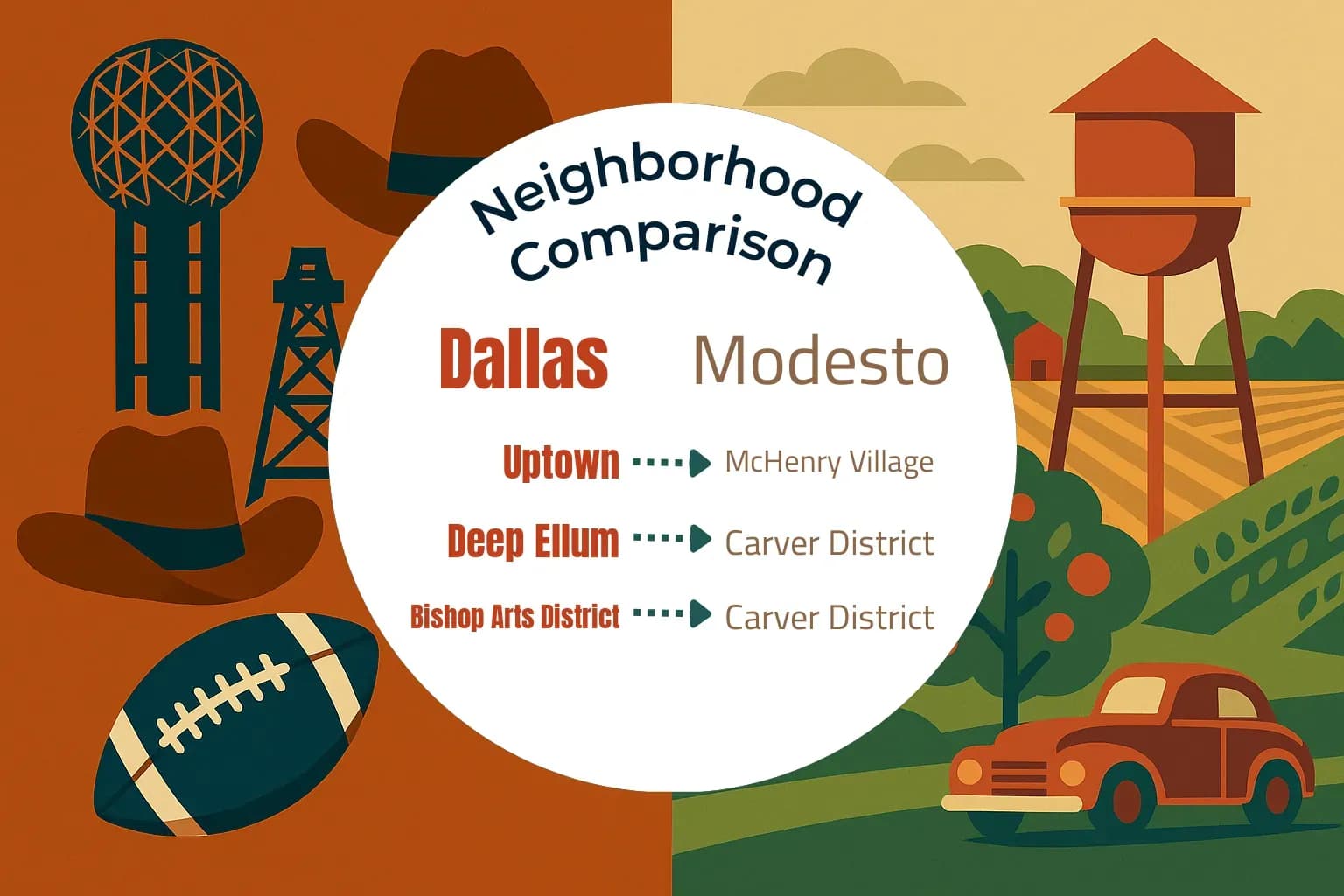 Dallas vs Modesto Neighborhood Comparison