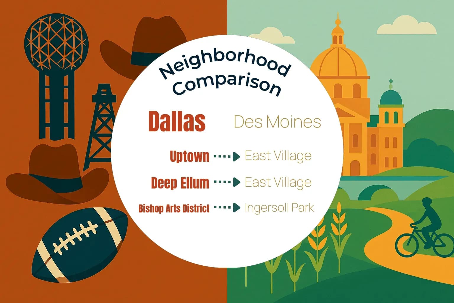 Dallas vs Des Moines Neighborhood Comparison