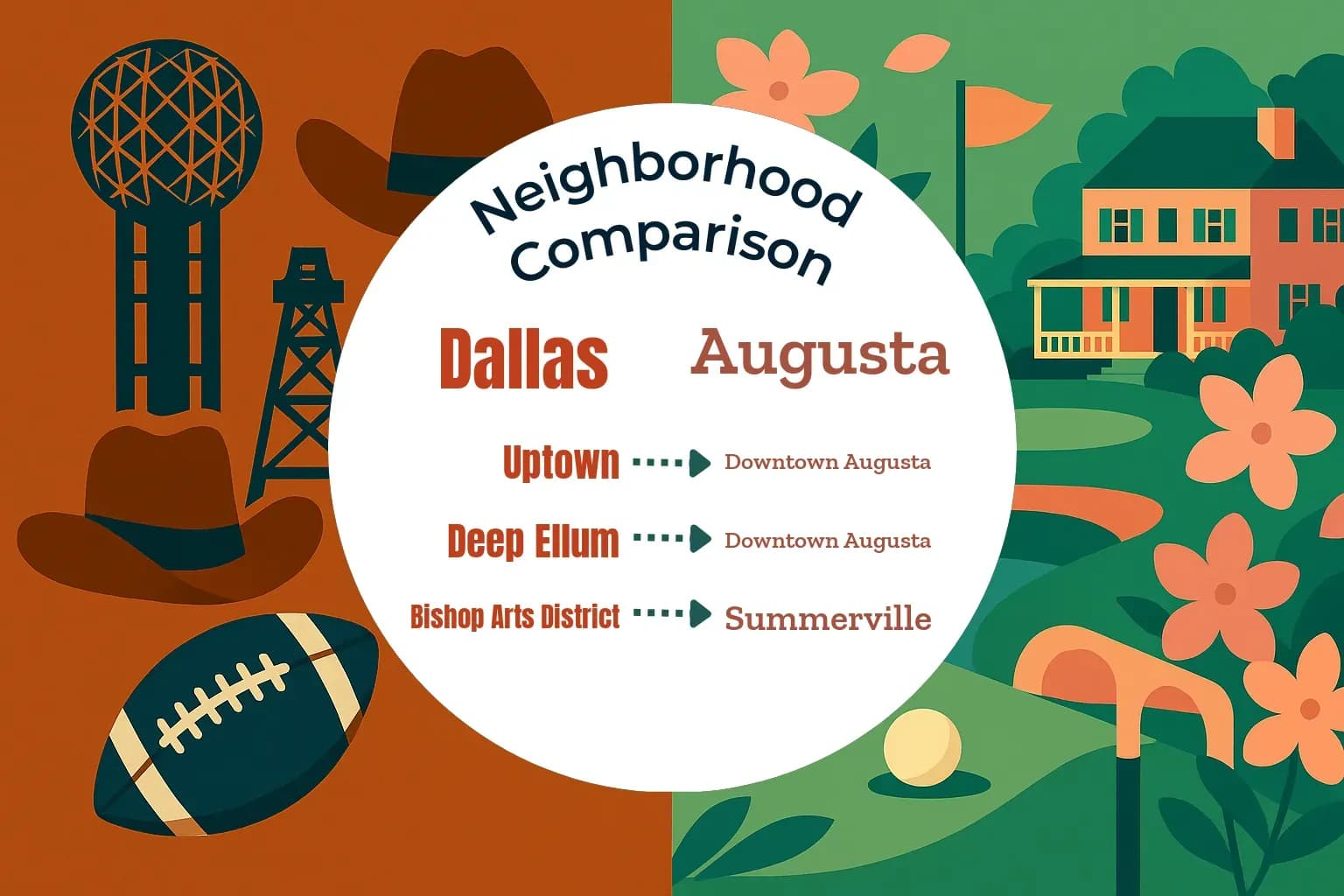 Dallas vs Augusta Neighborhood Comparison