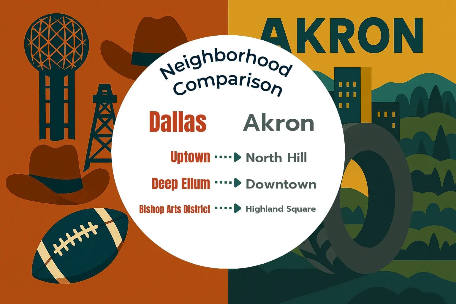 Dallas vs Akron Neighborhood Comparison