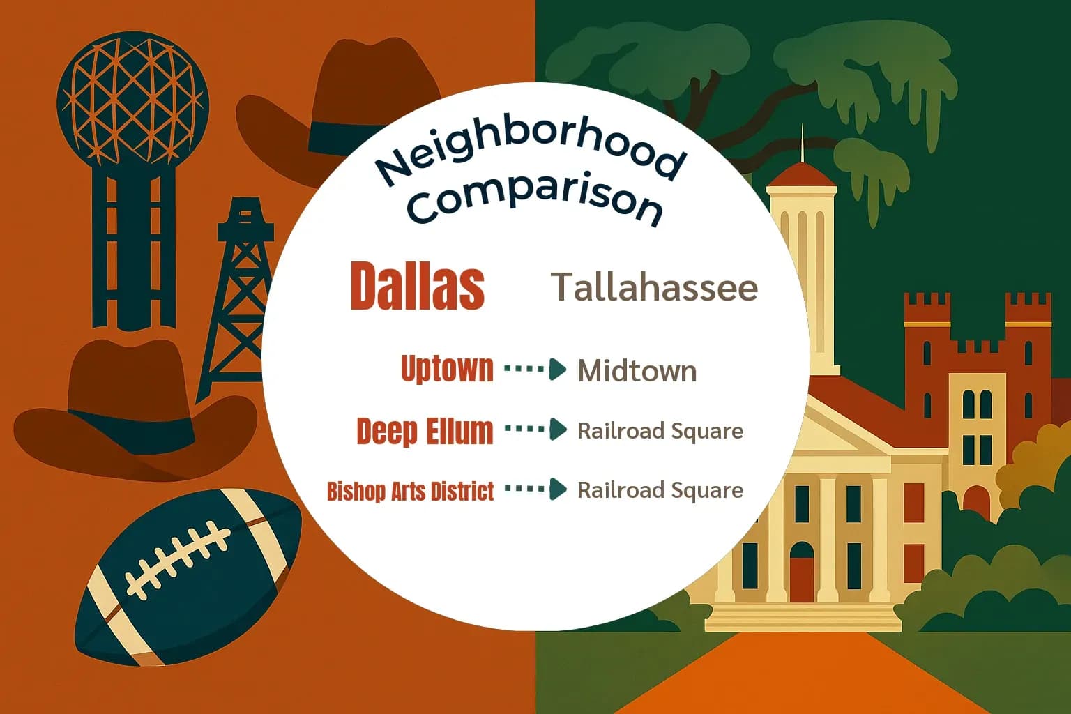 Dallas vs Tallahassee Neighborhood Comparison