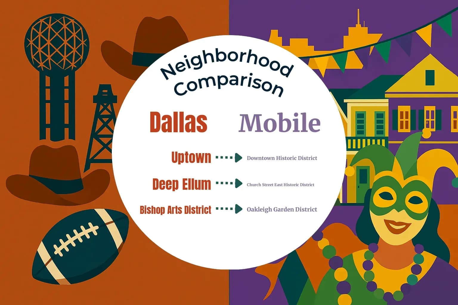 Dallas vs Mobile Neighborhood Comparison