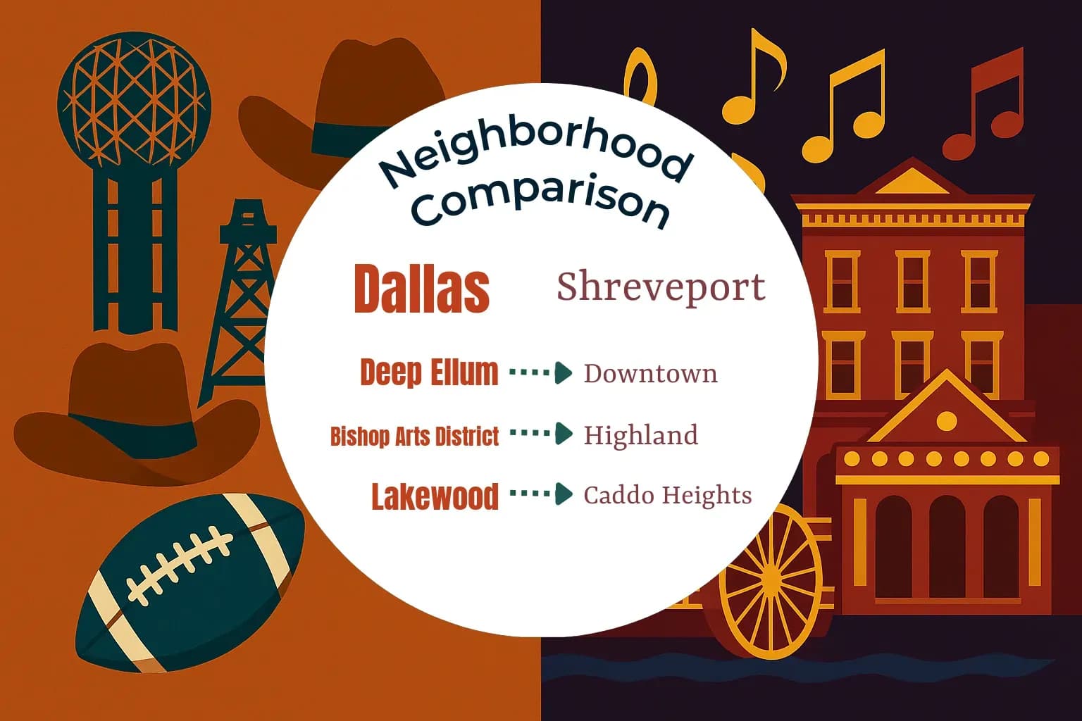 Dallas vs Shreveport Neighborhood Comparison