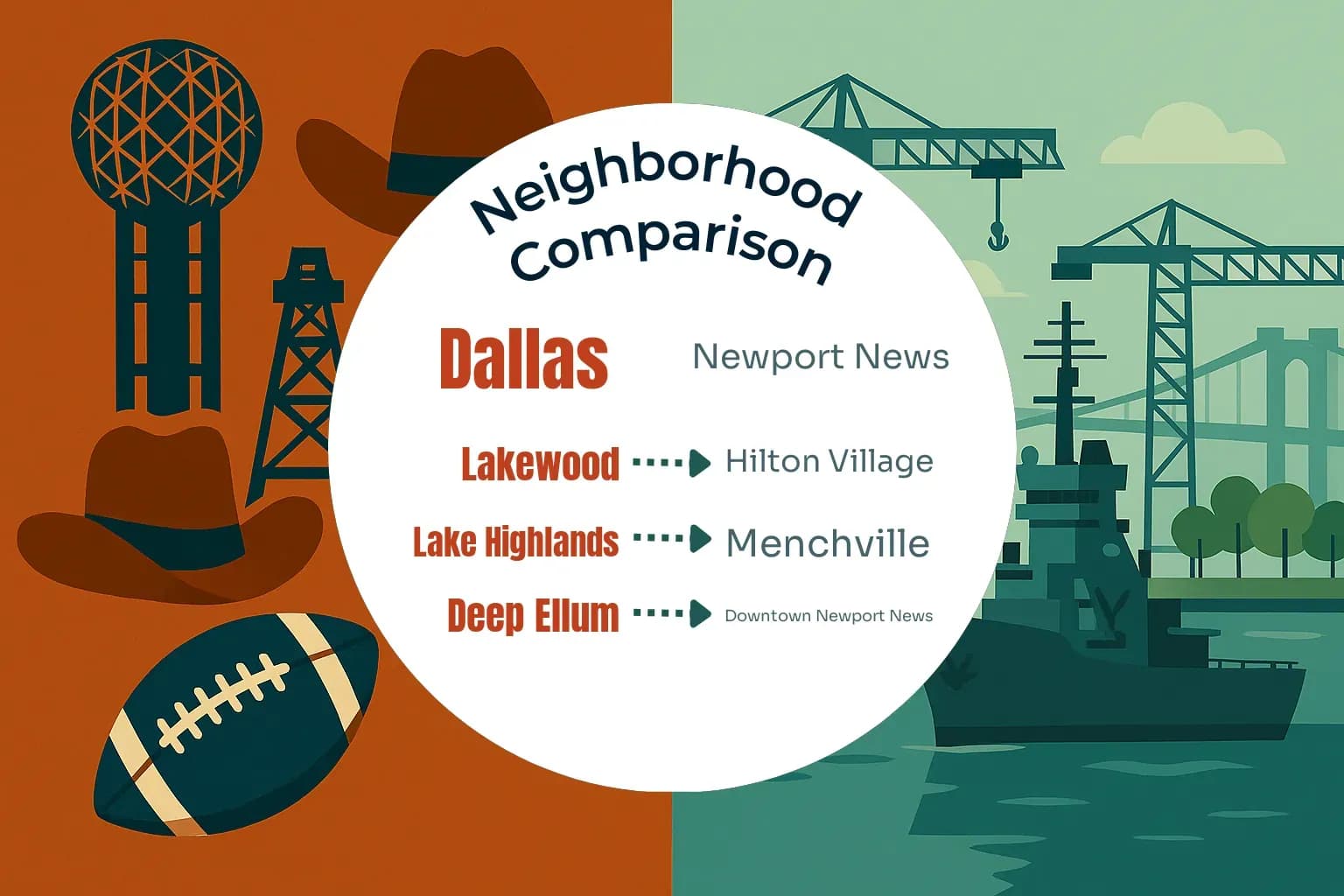 Dallas vs Newport News Neighborhood Comparison