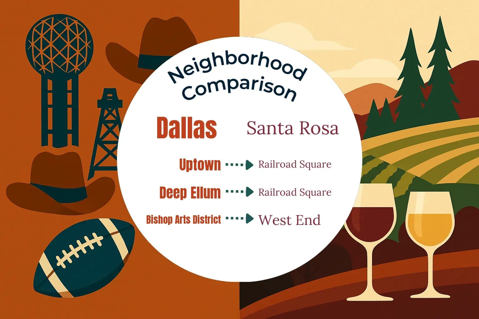Dallas vs Santa Rosa Neighborhood Comparison