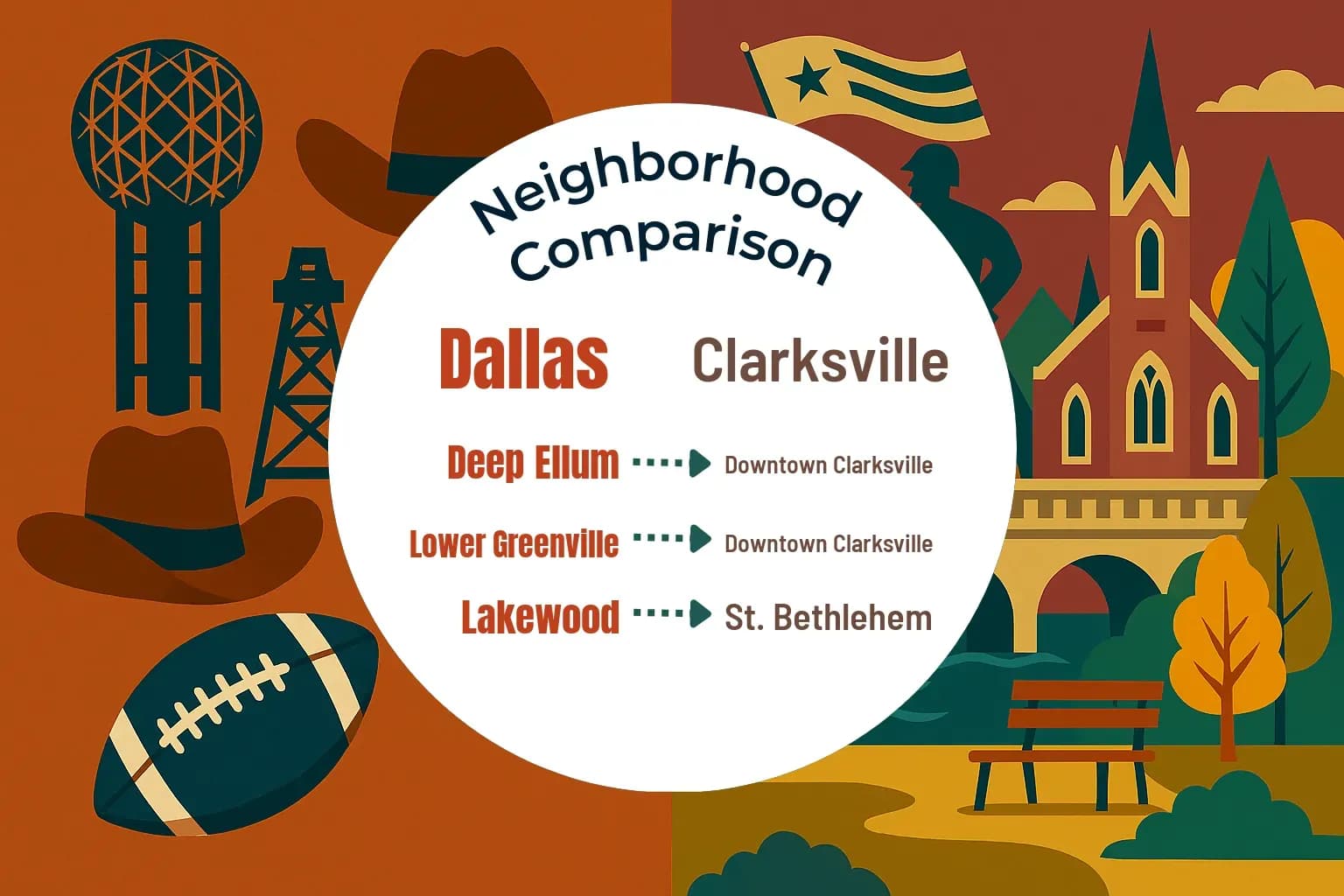 Dallas vs Clarksville Neighborhood Comparison