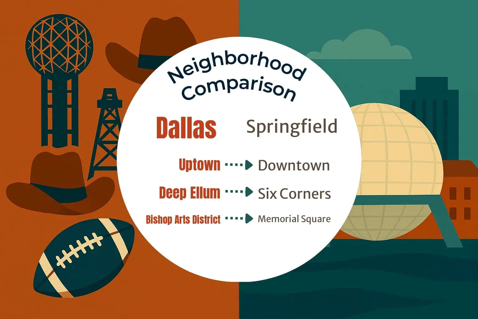 Dallas vs Springfield Neighborhood Comparison