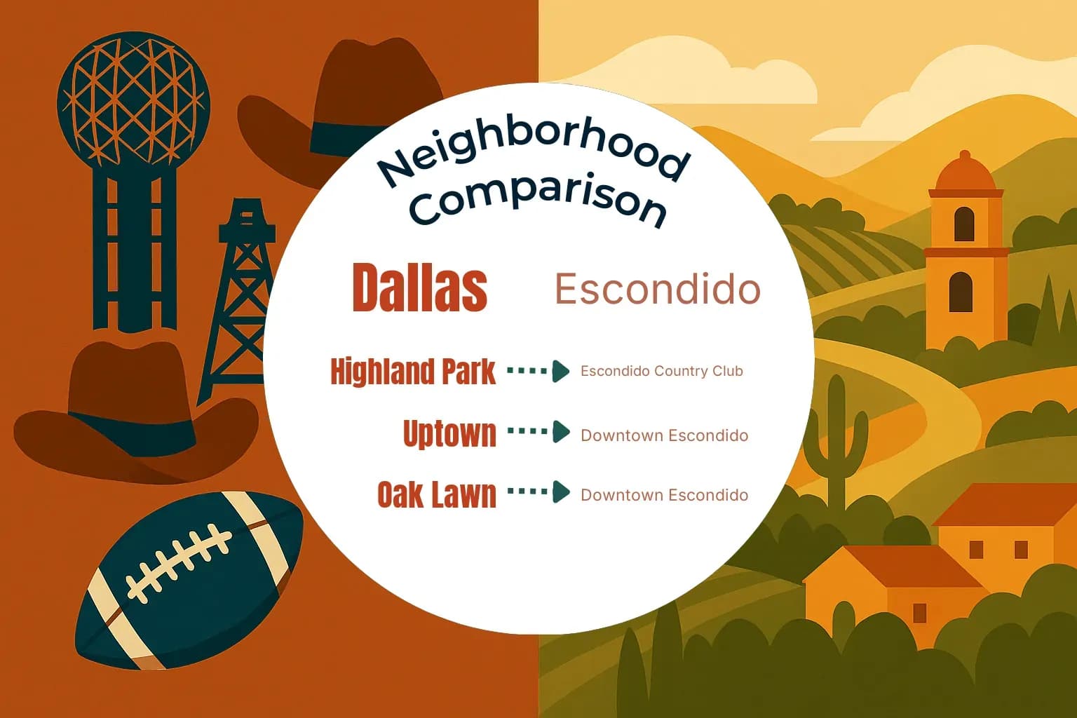 Dallas vs Escondido Neighborhood Comparison