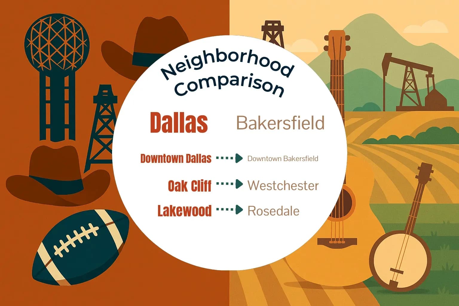 Dallas vs Bakersfield Neighborhood Comparison
