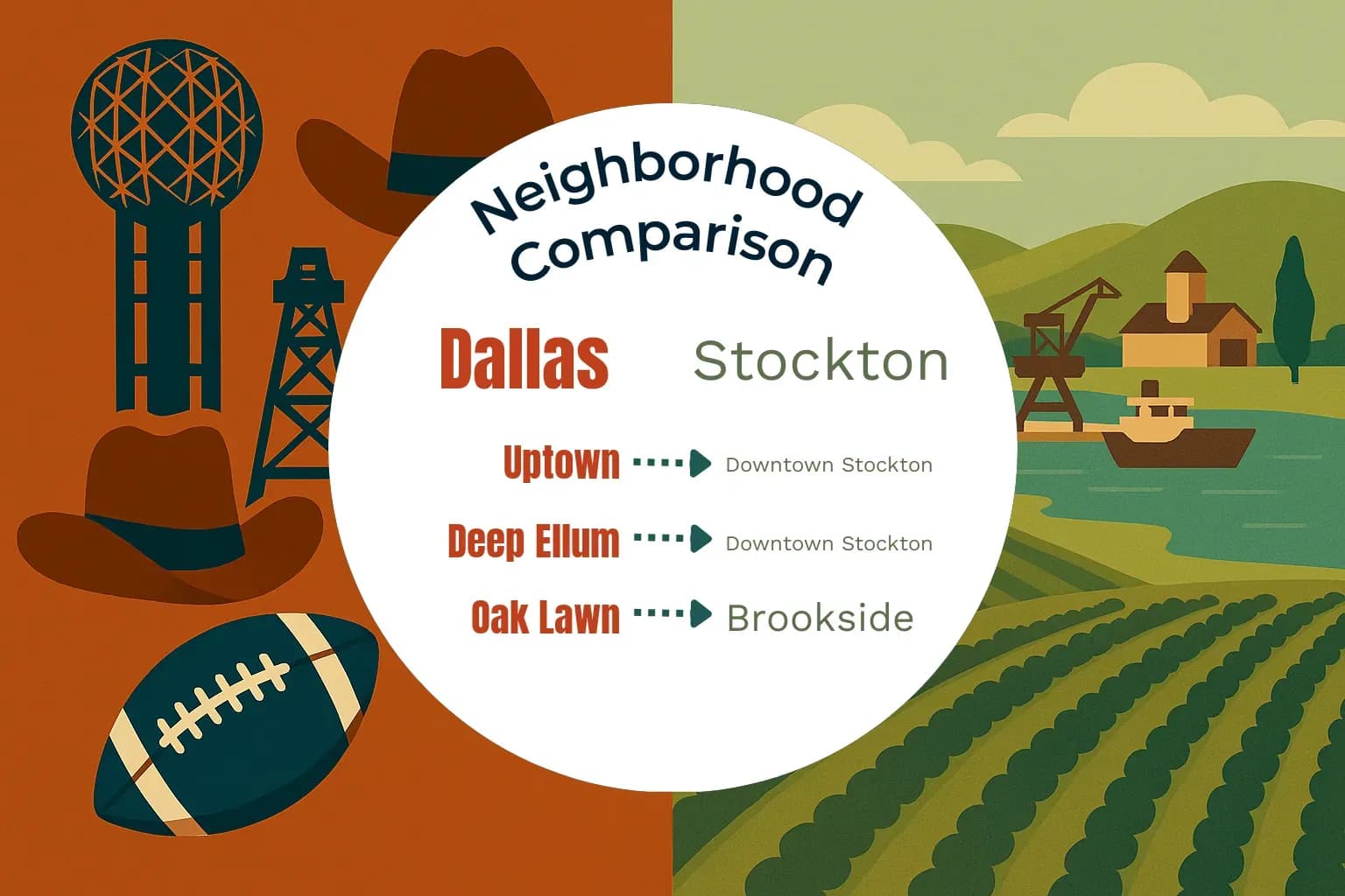 Dallas vs Stockton Neighborhood Comparison