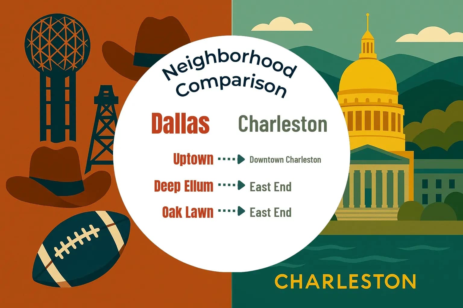 Dallas vs Charleston Neighborhood Comparison