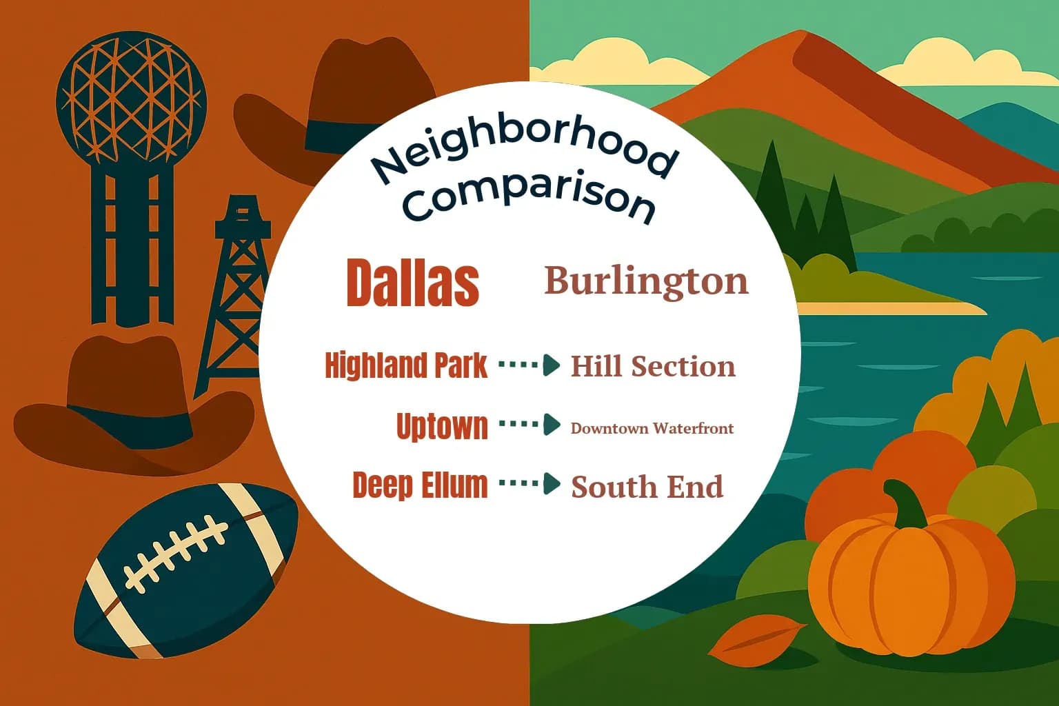 Dallas vs Burlington Neighborhood Comparison