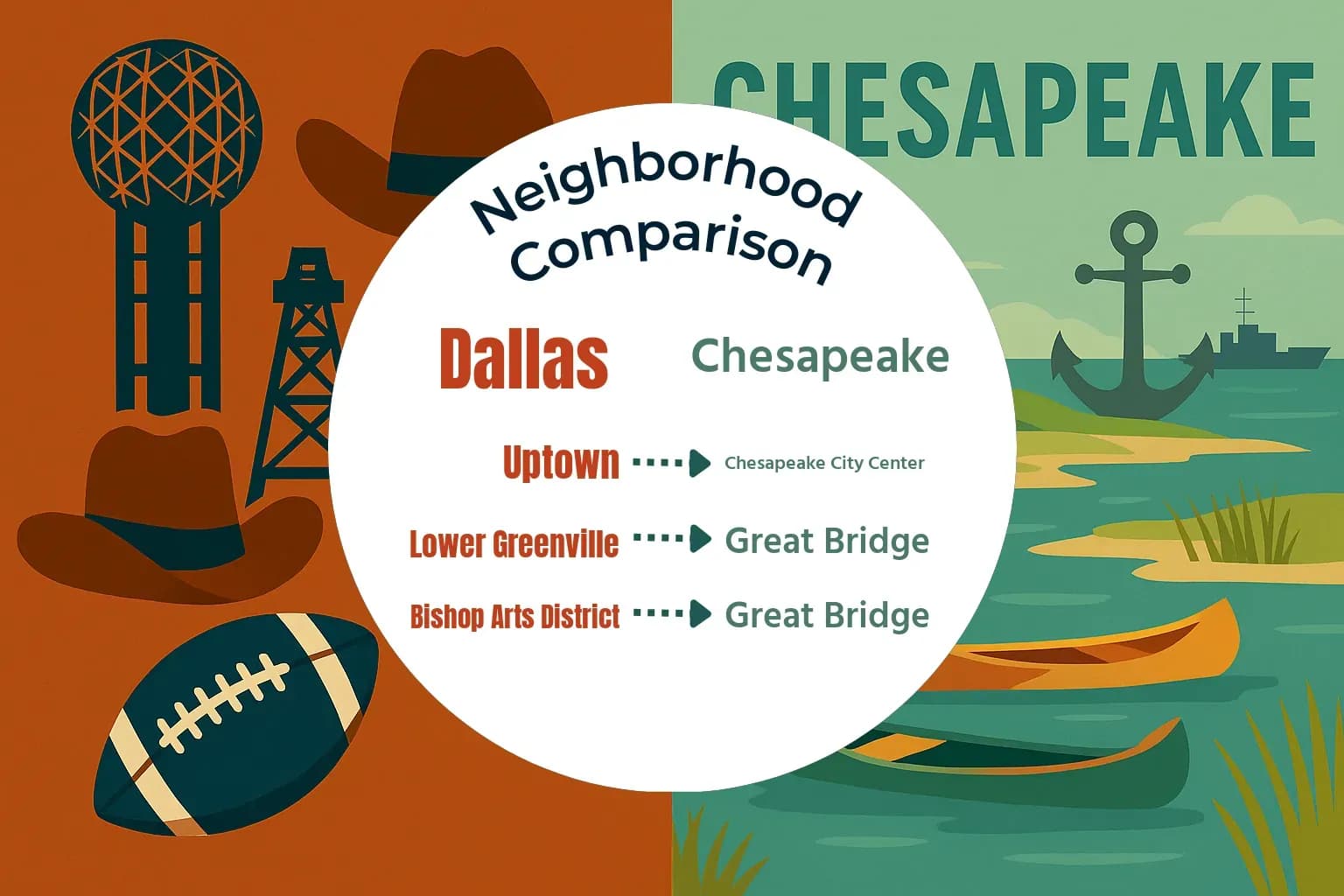 Dallas vs Chesapeake Neighborhood Comparison